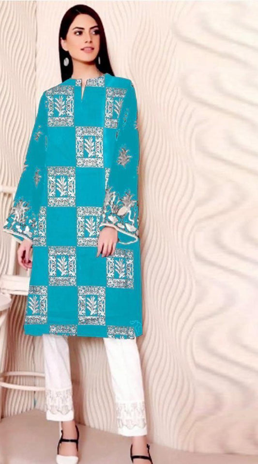 LAWN 2 PIECE FULL HEAVY EMB UNSTICHED SUIT FOR SUMMER 2025