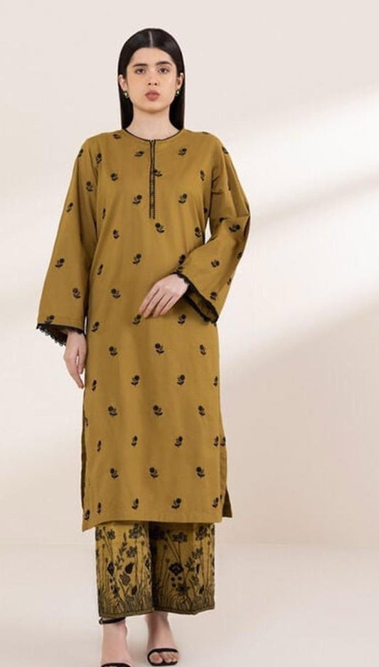 LAWN 2 PIECE FULL HEAVY EMB UNSTICHED SUIT FOR SUMMER 2025