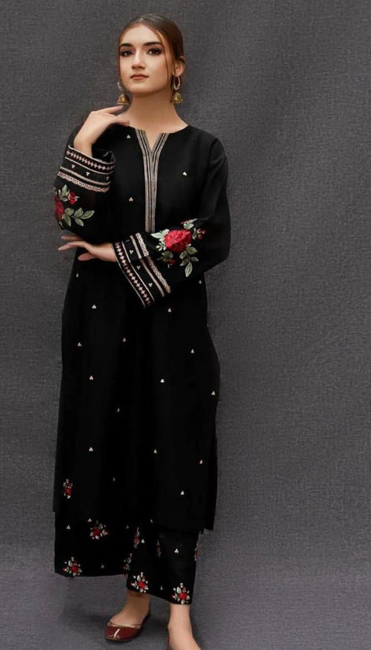 LAWN 2 PIECE FULL HEAVY EMB UNSTICHED SUIT FOR SUMMER 2025
