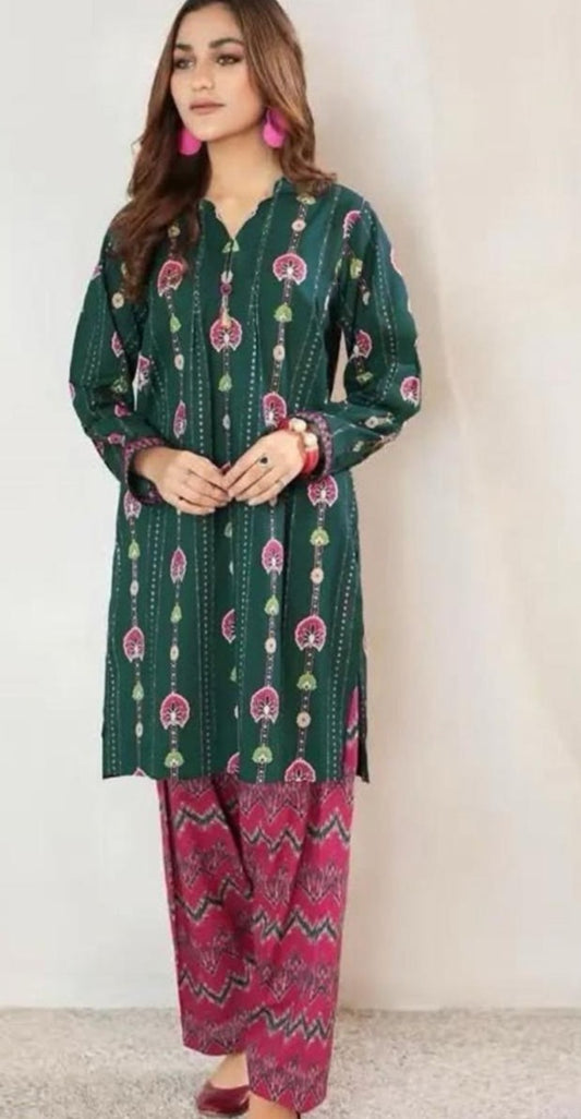 LAWN 2 PIECE FULL HEAVY EMB UNSTICHED SUIT FOR SUMMER 2025