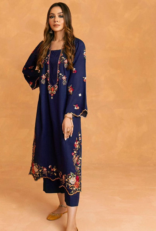 LAWN 2 PIECE FULL HEAVY EMB UNSTICHED SUIT FOR SUMMER 2025