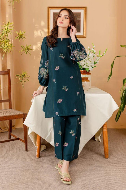 LAWN 2 PIECE FULL HEAVY EMB UNSTICHED SUIT FOR SUMMER 2025