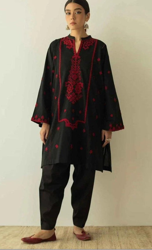 LAWN 2 PIECE FULL HEAVY EMB UNSTICHED SUIT FOR SUMMER 2025