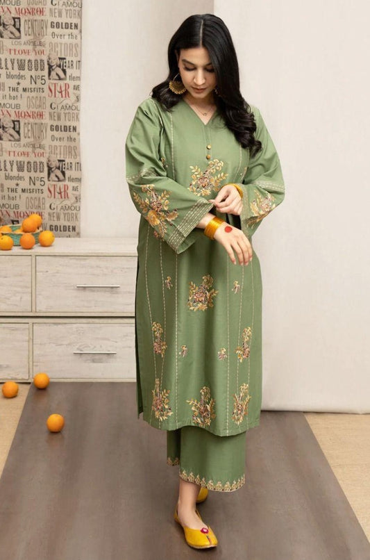 LAWN 2 PIECE FULL HEAVY EMB UNSTICHED SUIT FOR SUMMER 2025
