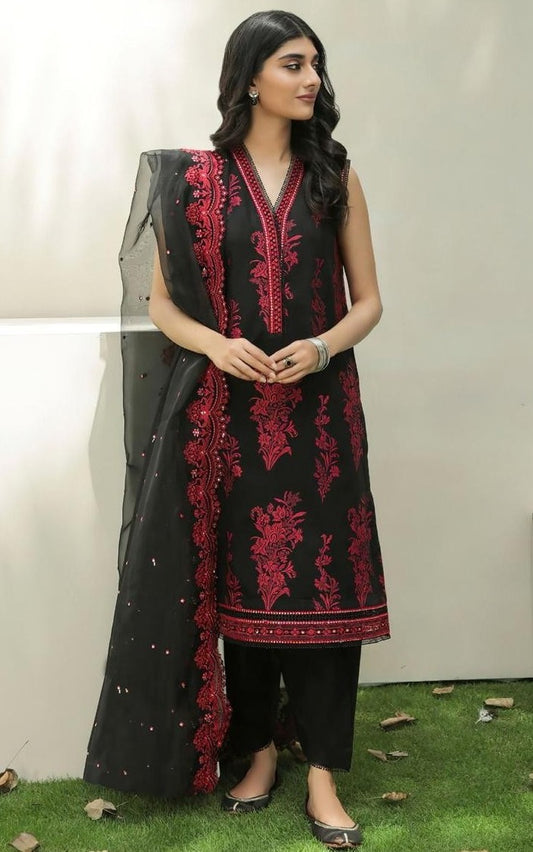 LAWN 3 PIECE FULL HEAVY EMB UNSTICHED SUIT FOR SUMMER 2025