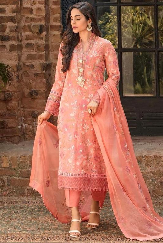 LAWN 3 PIECE FULL HEAVY EMB UNSTICHED SUIT FOR SUMMER 2025