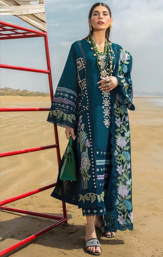 LAWN 3 PIECE FULL HEAVY EMB UNSTICHED SUIT FOR SUMMER 2025