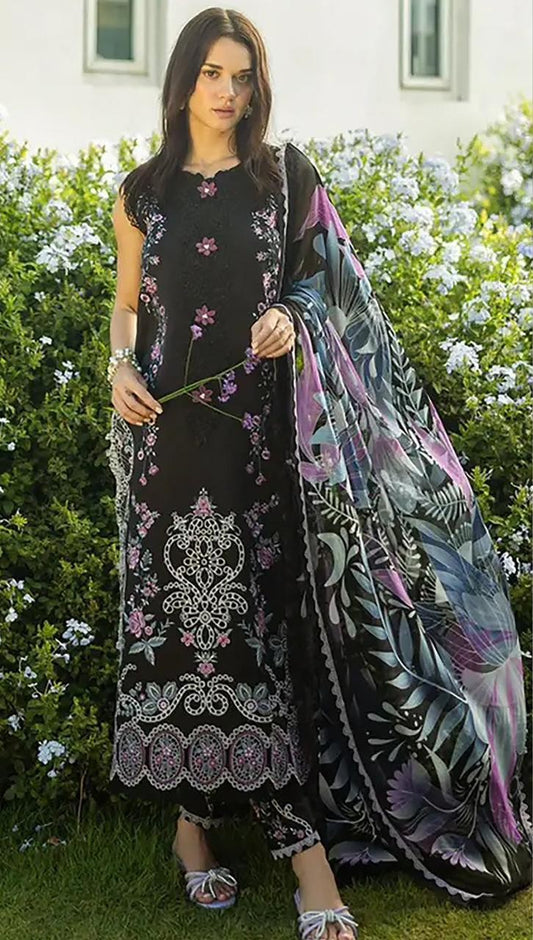 LAWN 3 PIECE FULL HEAVY EMB UNSTICHED SUIT FOR SUMMER 2025