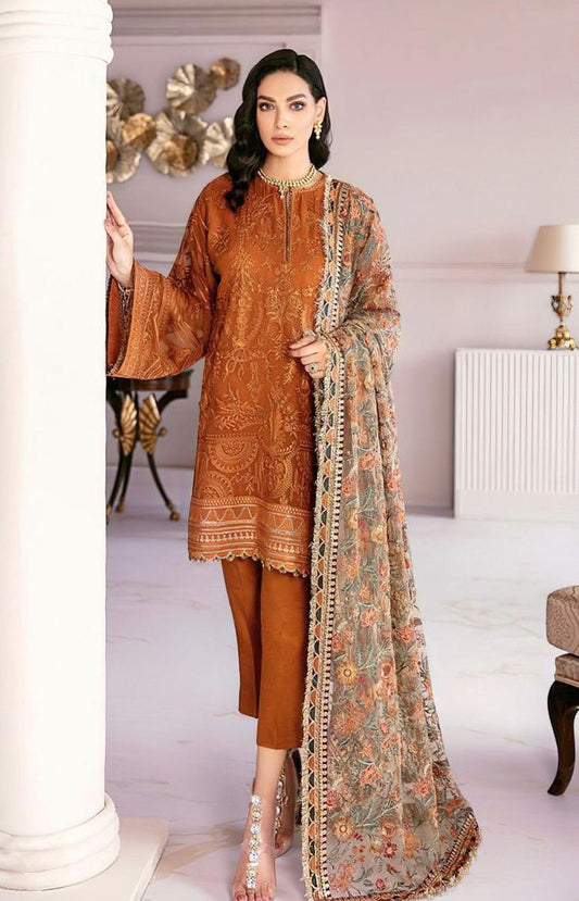 LAWN 3 PIECE FULL HEAVY EMB UNSTICHED SUIT FOR SUMMER 2025