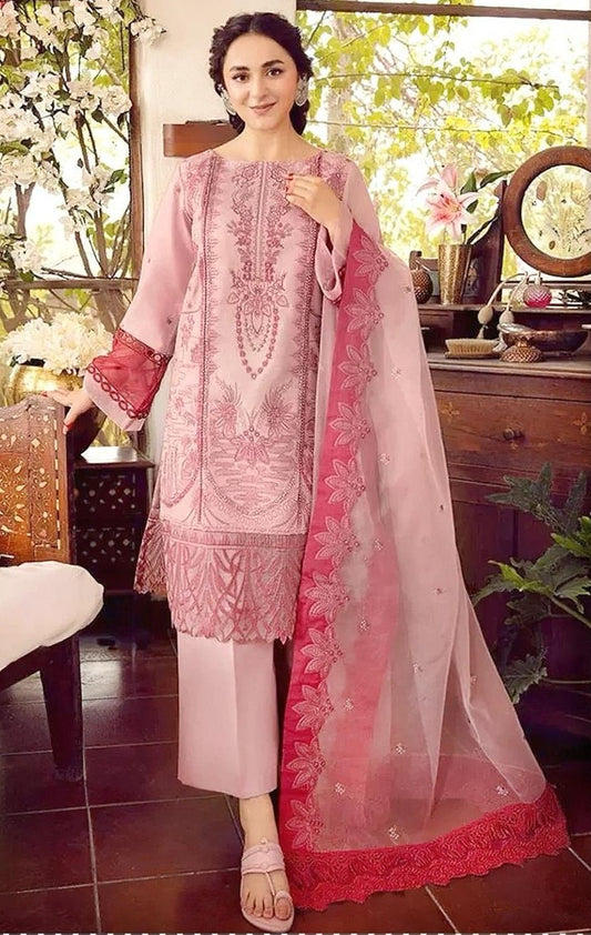 LAWN 3 PIECE FULL HEAVY EMB UNSTICHED SUIT FOR SUMMER 2025