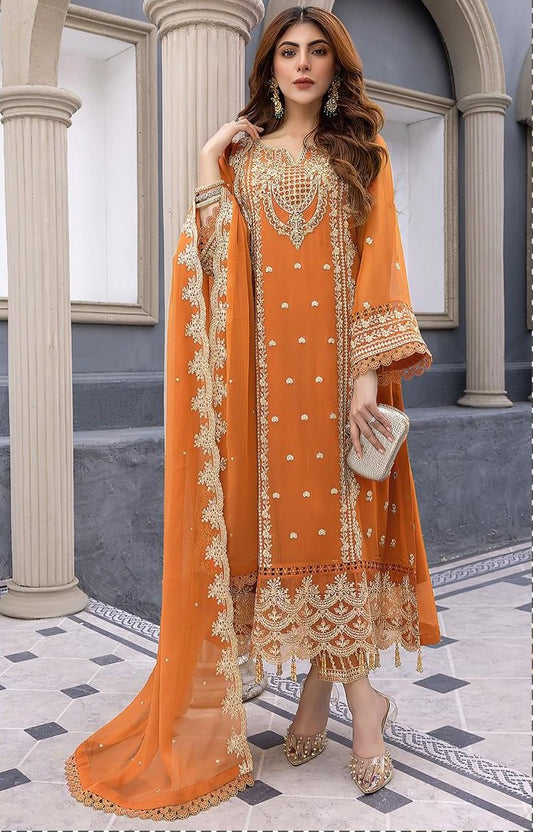 LAWN 3 PIECE FULL HEAVY EMB UNSTICHED SUIT FOR SUMMER 2025
