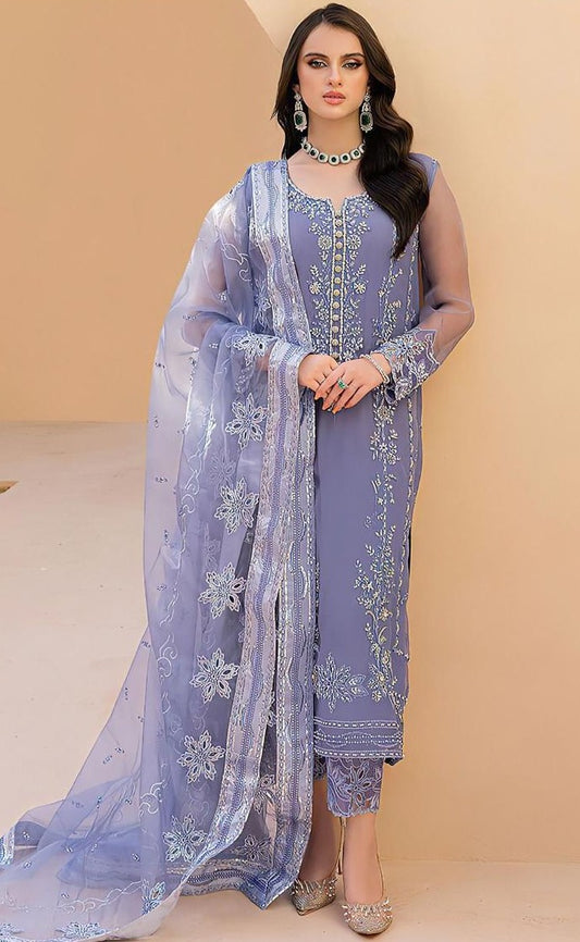 LAWN 3 PIECE FULL HEAVY EMB UNSTICHED SUIT FOR SUMMER 2025
