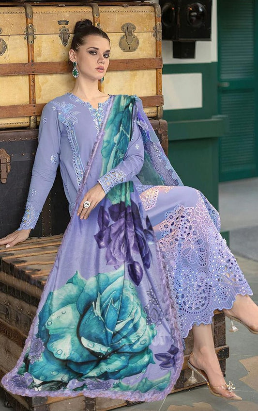 LAWN 3 PIECE FULL HEAVY EMB UNSTICHED SUIT FOR SUMMER 2025