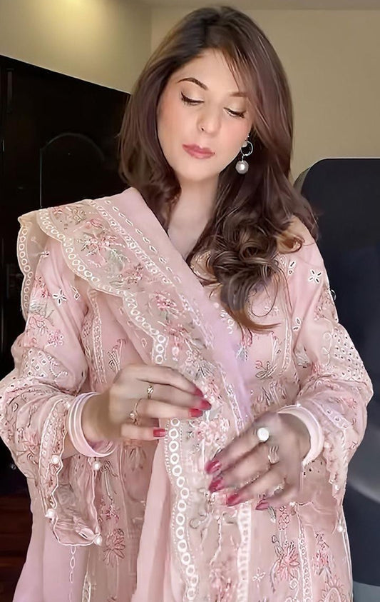 LAWN 3 PIECE FULL HEAVY EMB UNSTICHED SUIT FOR SUMMER 2025